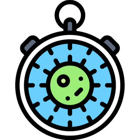 Stopwatch with Virus icon, Vaccine Development related vector illustration