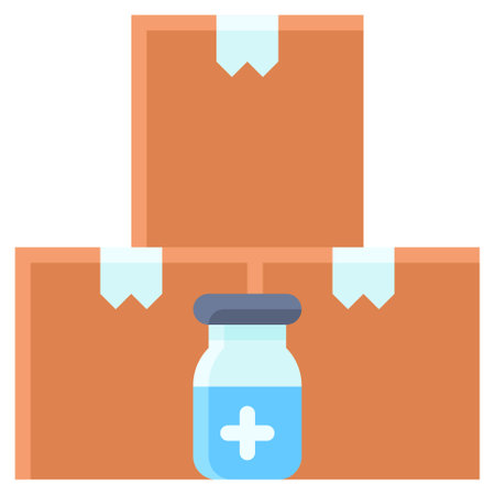 Vaccine and Boxes icon, Vaccine Development related vector illustrationのイラスト素材