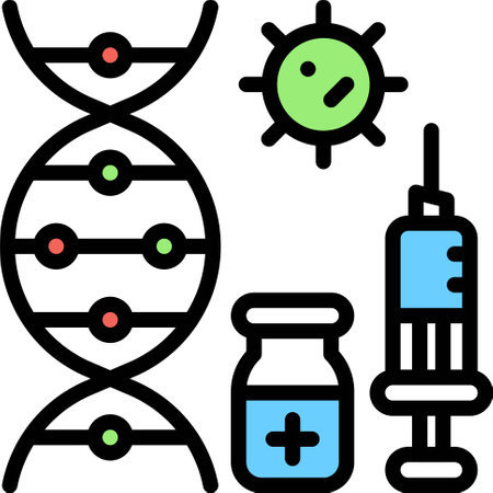 DNA virus and vaccine icon, Vaccine Development related vector illustrationのイラスト素材