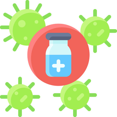Virus and Vaccine icon, Vaccine Development related vector illustrationのイラスト素材
