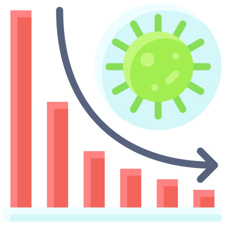 Decreasing Chart icon, Vaccine Development related vector illustrationのイラスト素材