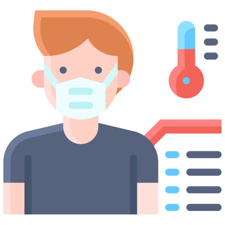 Temperature monitoring icon, Vaccine Development related vector illustrationのイラスト素材
