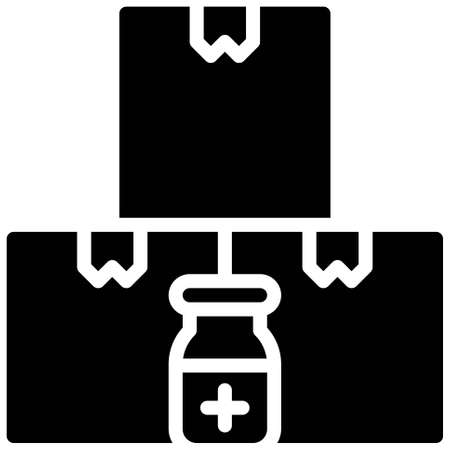 Vaccine and Boxes icon, Vaccine Development related vector illustrationのイラスト素材