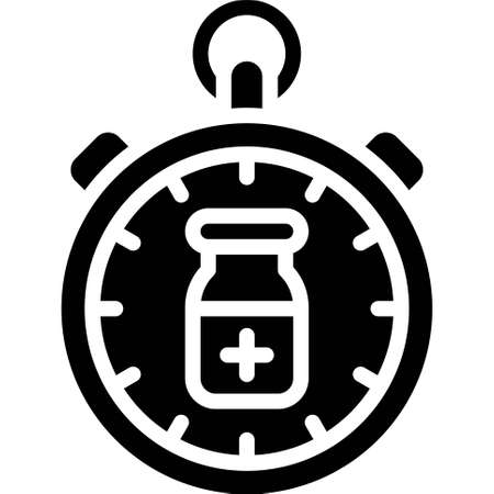 Stopwatch with Virus icon, Vaccine Development related vector illustrationのイラスト素材