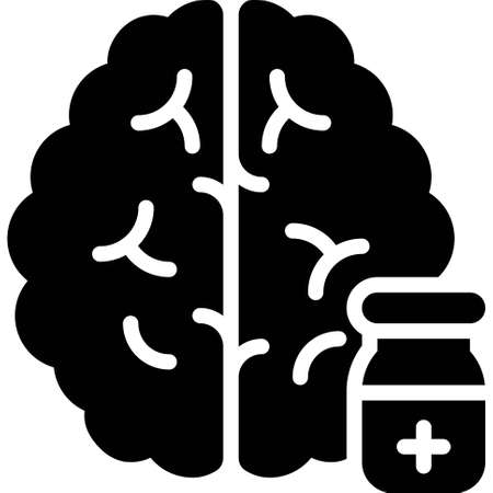 Brain and Vaccine icon, Vaccine Development related vector illustrationのイラスト素材