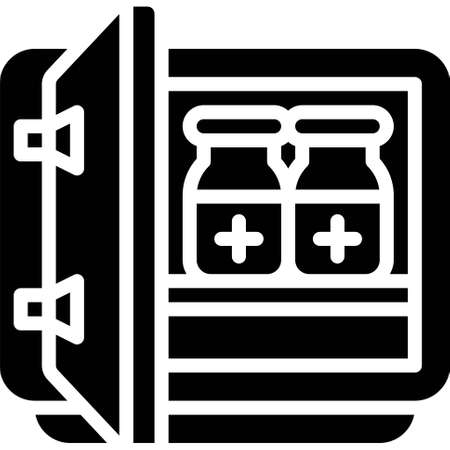 Vaccine refrigerator icon, Vaccine Development related vector illustrationのイラスト素材
