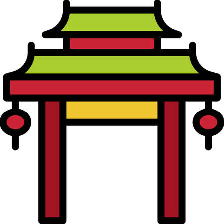 Paifang filled icon ,Chinese New Year vector illustrationのイラスト素材