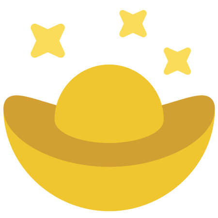 Gold ingot flat icon ,Chinese New Year vector illustrationのイラスト素材