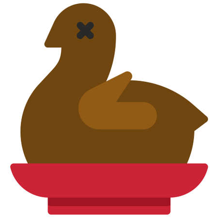 Roasted duck flat icon ,Chinese New Year vector illustrationのイラスト素材