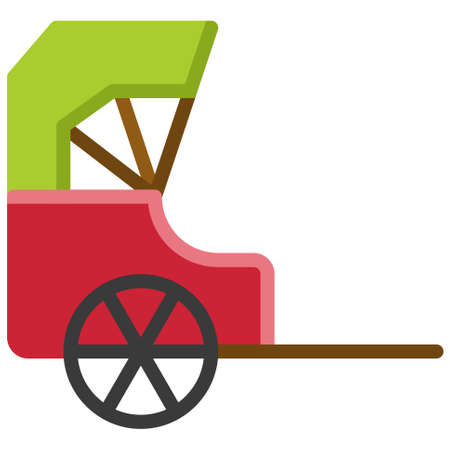 Rickshaw flat icon ,Chinese New Year vector illustrationのイラスト素材