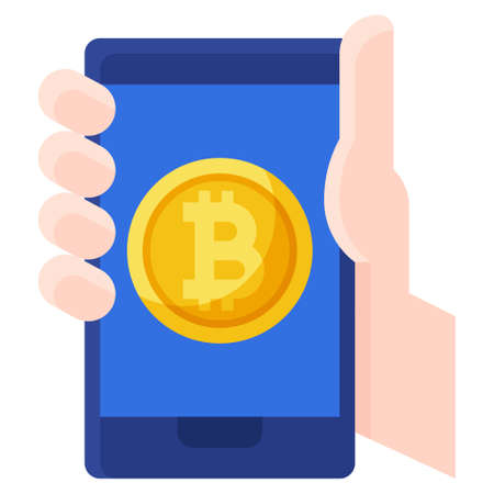 Mobile phone icon, Cryptocurrency related vector illustrationのイラスト素材