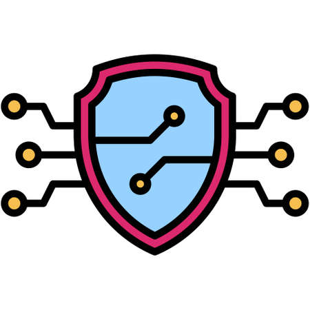 Security icon, Blockchain technology related vector illustrationのイラスト素材
