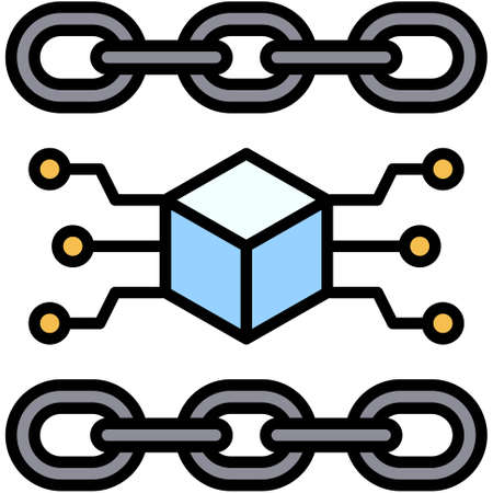 Chain icon, Blockchain technology related vector illustrationのイラスト素材