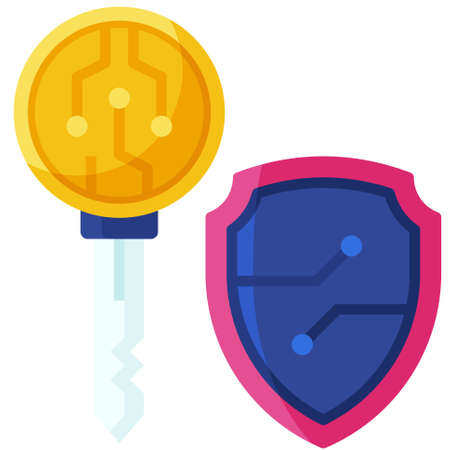 Private key icon, Blockchain technology related vector illustrationのイラスト素材