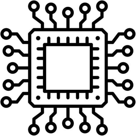 CPU Mining icon, Blockchain technology related vector illustration
