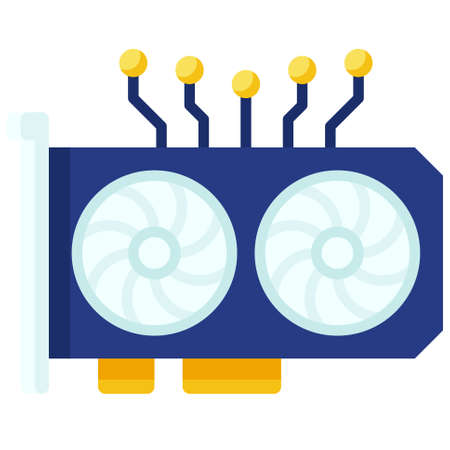 GPU Mining icon, Blockchain technology related vector illustration
