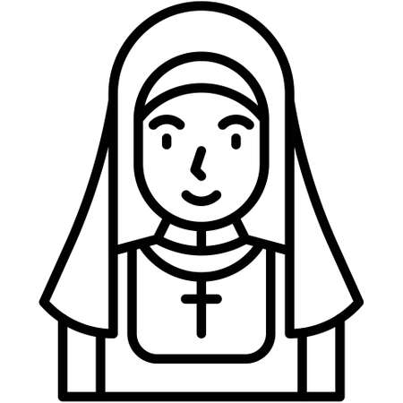 Nun icon, Traditions of Christianity related vector illustrationのイラスト素材