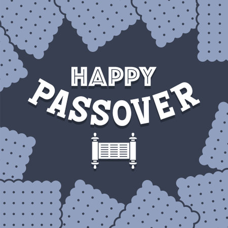 Happy passover with Matzos surround on background, vector illustrationのイラスト素材