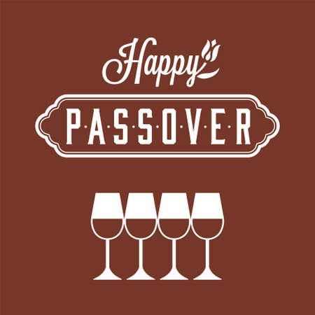 Happy passover with four cups of wine icon, vector illustration