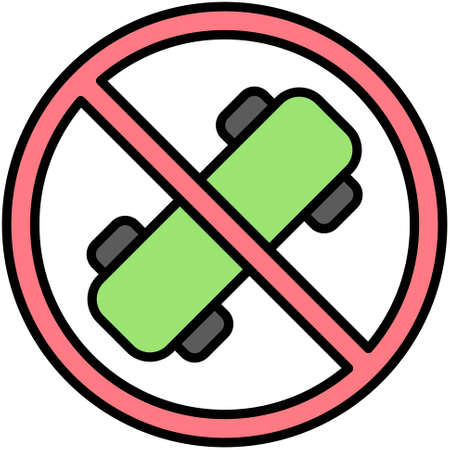 No skateboarding icon, no symbol or prohibition sign vector illustrationのイラスト素材