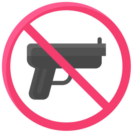 No gun icon, no symbol or prohibition sign vector illustrationのイラスト素材