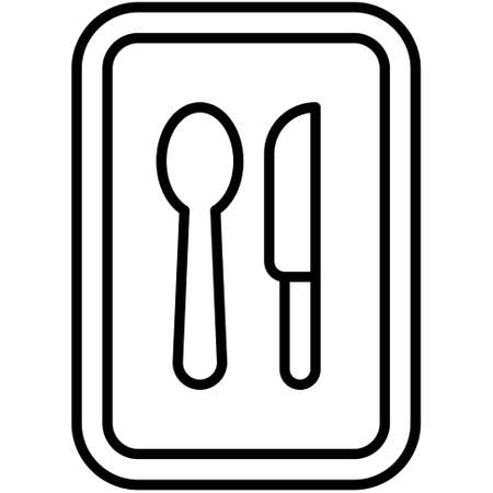 Spoon and knife sign icon, wayfinding sign vector illustrationのイラスト素材