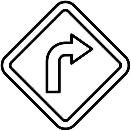 Turn right sign icon, traffic symbol or traffic sign vector illustrationのイラスト素材