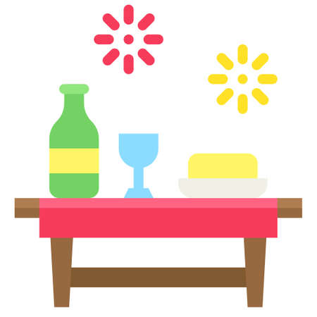 Dinner table icon, Festa junina related vector illustrationのイラスト素材