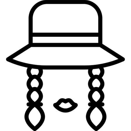 Hat and braided wig icon, Festa junina related vector illustrationのイラスト素材