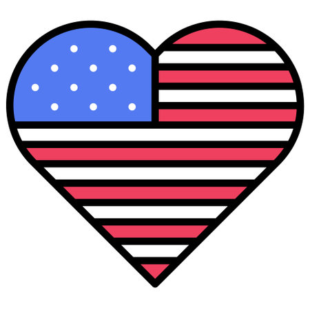 Heart shaped flag icon,  Fourth of July related vector illustrationのイラスト素材