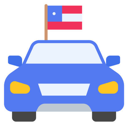 Car icon,  Fourth of July related vector illustrationのイラスト素材