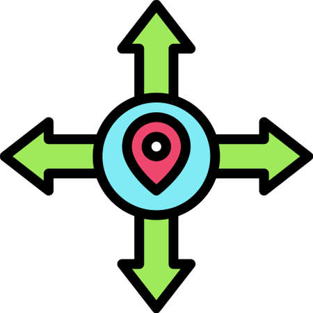 Intersection arrows icon, location map and navigation vector illustrationのイラスト素材