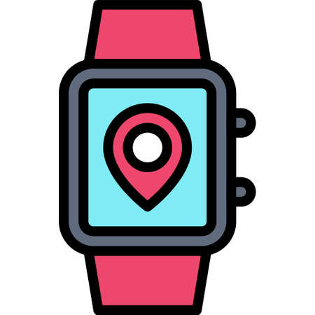 Smartwatch icon, location map and navigation vector illustrationのイラスト素材