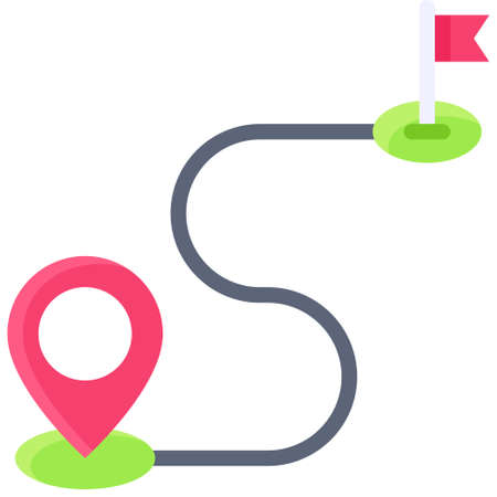 Route with flag icon, location map and navigation vector illustrationのイラスト素材
