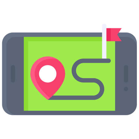 Route map on smartphone icon, location map and navigation vector illustrationのイラスト素材
