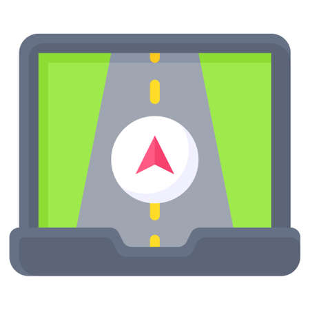 Road map on laptop screen icon, location map and navigation vector illustrationのイラスト素材