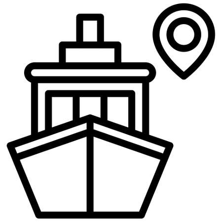 Pin with ship icon, location map and navigation vector illustrationのイラスト素材