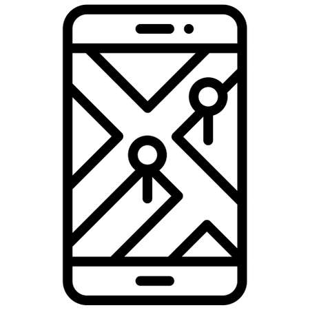 Map on smartphone icon, location map and navigation vector illustrationのイラスト素材
