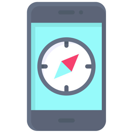 Compass on smartphone icon, location map and navigation vector illustrationのイラスト素材