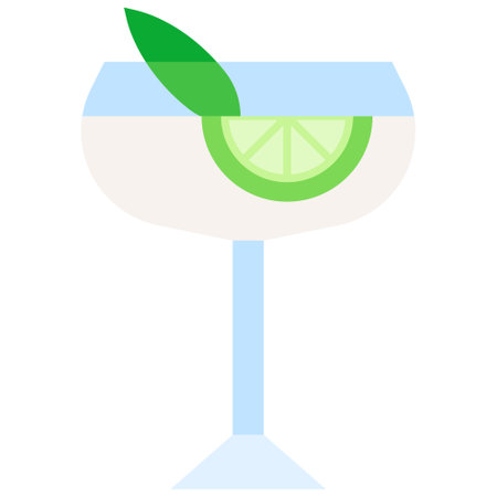 Sage Gimlet Cocktail icon, Alcoholic mixed drink vector illustrationのイラスト素材