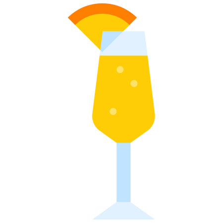 Mimosa Cocktail icon, Alcoholic mixed drink vector illustrationのイラスト素材