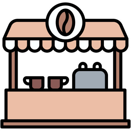 Coffee kiosk icon, Coffee shop related vector illustrationのイラスト素材