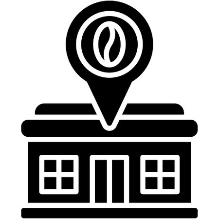 Coffee shop with coffee bean pin icon, vector illustrationのイラスト素材