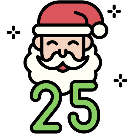 Santa Claus with number 25 icon, Xmas related vector illustrationのイラスト素材