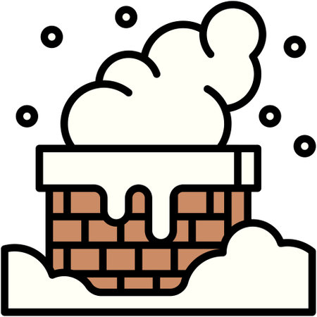 Chimney with smoke icon, Xmas related vector illustrationのイラスト素材