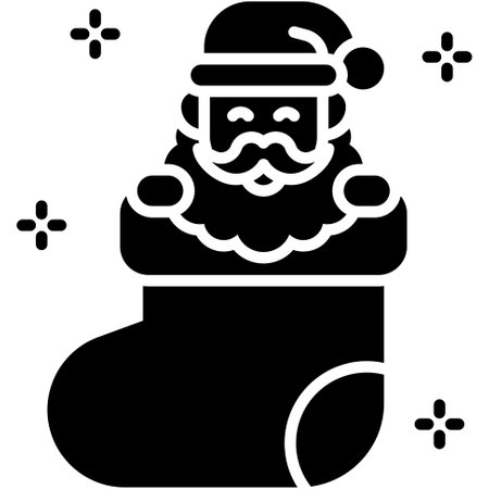 Santa Claus in big sock icon, Xmas related vector illustrationのイラスト素材