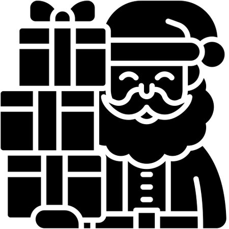 Santa Claus with gift boxs icon, Xmas related vector illustrationのイラスト素材
