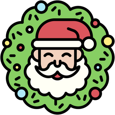 Wreath with santa icon, Xmas related vector illustrationのイラスト素材