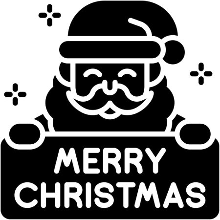 Santa Claus with merry christmas sign icon, Xmas related vector illustrationのイラスト素材