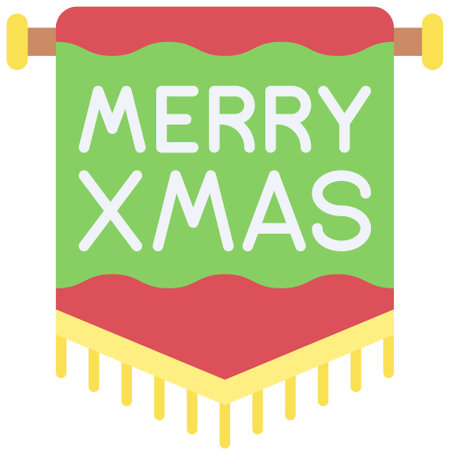 Merry xmas flag icon, Xmas related vector illustrationのイラスト素材